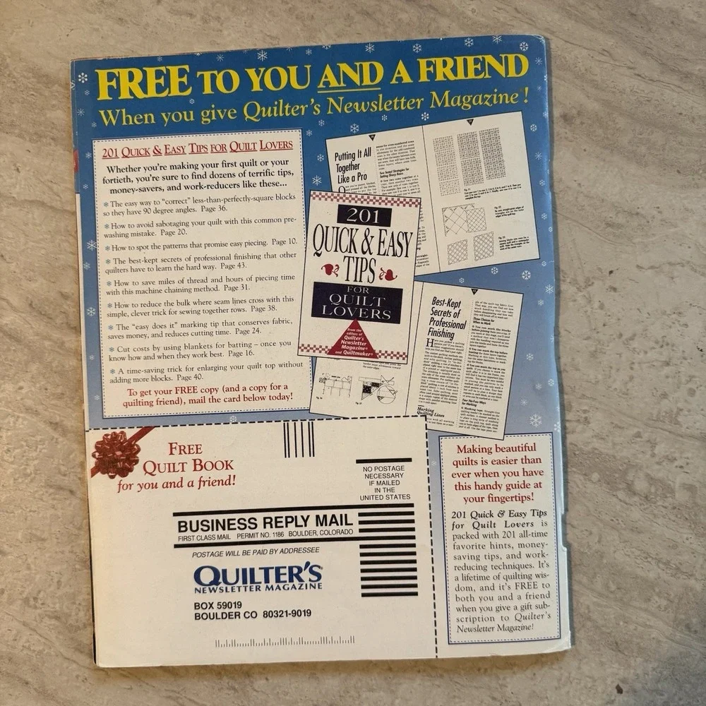 Quilter's Newsletter Magazine October 1993  Number 258 Vintage Grannycore‎ Fall